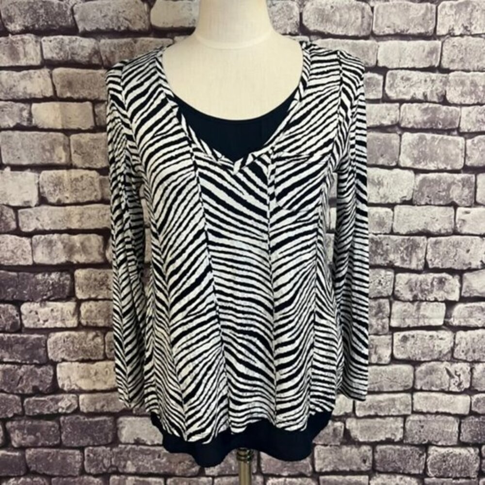 Chico's V-Neck Long Sleeve Blouse Size Small